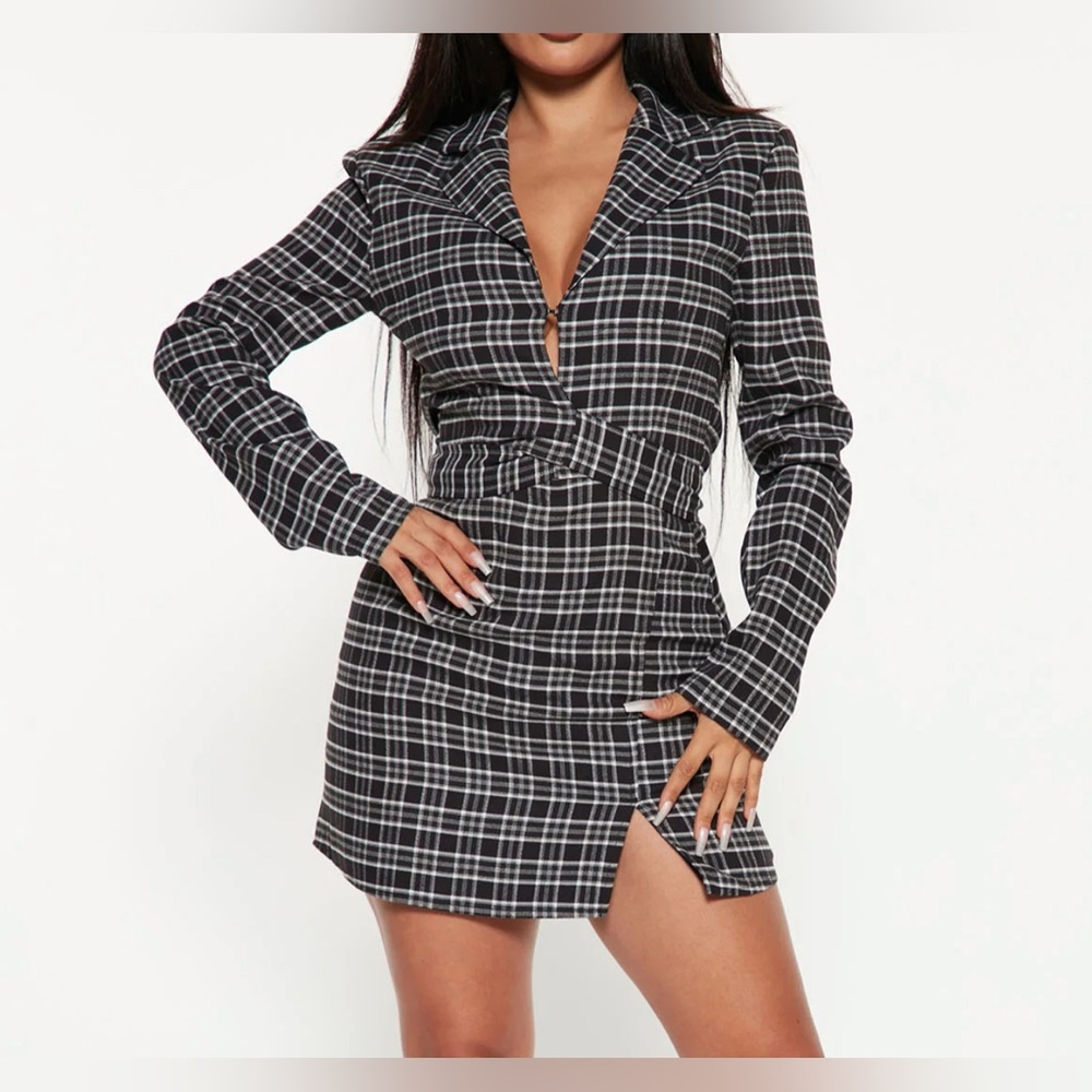Fashion Nova Black and White Plaid Dress